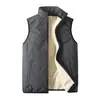 Chaleco grueso de algodón con forro polar para hombre, estilo otoño e invierno, cuello alto, acolchado y repujado, cálido, con forro de lana de cordero, adecuado para padres de mediana edad y mayores