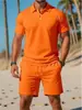 Conjunto de Dos Piezas Casual Versátil de Verano para Hombre Estilo Nuevo Europeo y Americano 2025 Moda Camisa Polo y Shorts Tendencia Transfronteriza