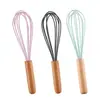 Batedor de Ovos Manual de Silicone Cabo de Aço Inoxidável Cabo de Madeira Misturador de Creme Suprimento Transfronteiriço da Amazon Utensílios de Confeitaria