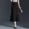 Elegante y Moderno Falda Sirena de Cintura Alta 2026 Nueva Otoño/Invierno Bodycon Midi Falda Falda Estampada