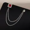 Moda Europeia e Americana Coroa Corrente Masculina Broche Acessório de Terno Personalidade Casaco de Noite Franja Emblema Atacado
