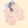 Guantes de Invierno para Mujer Estilo Coreano Diseño de Letras Estudiante Ciclismo Exteriores Cálidos Guantes de Lana Tejida para Niñas Dedos Completos Engrosados Guantes con Pantalla Táctil