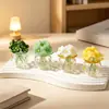 Zibo Mini Buquê de Flores Artificiais Esmaltadas Ornamento de Flor de Vidro Vaso Flor Preservada Artesanato Decoração de Mesa Presente