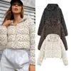 Ropa de mujer transfronteriza 2026 Moda europea y americana casual holgada con capucha y cremallera de lunares chaqueta de algodón A16039