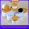 Pote de creme de plástico PP de camada dupla de parede espessa 200g frasco de creme fosco pote de subembalagem cosmética frasco de creme para os olhos de alta qualidade com padrão de madeira