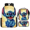 2024 Nueva Mochila Escolar de Stitch Set de Tres Piezas de Stitch Mochila con Dibujos Animados Impresos para Estudiante de Primaria Bolso de Hombro Estuche para Lápices traje