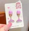 Pinza para oreja estilo océano para niños sin perforación, aretes colgantes de concha, cola de pez, estrella de mar para niñas, accesorios para niñas pequeñas