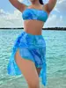 2027 E-commerce Transfronteiriço Europeu e Americano Amazon Moda Praia Biquíni Sexy Estampado com Amarração no Pescoço Peça Única Roupa de Banho para Fonte Termal