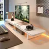 Estante de escritorio para libros, elevador de monitor de computadora, estante extendido de doble capa para debajo de la pantalla del escritorio