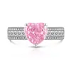 Transmisión en Vivo Venta Caliente Flor de Hielo Cortada Gema de Color Anillo de Amor Incrustado con Diamante de Alto Carbono Super Brillante Anillo Padparadscha Envío Directo