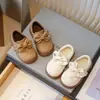 Zapatos de Algodón para Niños 2026 Otoño/Invierno Nuevo Estilo Zapatos Pequeños de Piel para Niñas Suela Suave Más Terciopelo Cálido Doble Capa de Algodón Zapatos de Princesa para Bebé