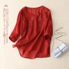 Camisa Morada de Algodón y Lino de Manga Corta para Mujer para Lucir Delgada y Gorda mm para Cubrir Vientre, Top de Algodón y Lino Abotonado de Talla Grande Holgado Ropa de Verano 2025