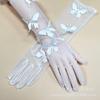 Venta al por mayor de fábrica guantes de etiqueta para bodas lazo blanco flor rosa perla hilo transparente sexy florista para adultos