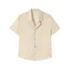 Camisa de Manga Corta con Rayas Verticales y Cuello Cubano, Diseño de Verano Sureño con Sentido Estético, Botones, Nueva Camisa de Verano para Mujer, Estilo Temperamental, Adelgazante