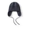 Nova coleção outono/inverno 2026: gorro de tricô de cashmere, à prova de vento, grosso, cor sólida, com abas para as orelhas, unissex