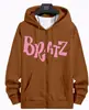 Novo Moletom com Zíper Estampado com Letras Casaco Cardigã Moletom Casual Solto