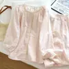 Pijama de Encaje de Algodón PackageCloud para Mujer Estilo Coreano Dulce Pijama Floral de Encaje para Mujer Conjunto de Ropa para el Hogar de Primavera y Otoño