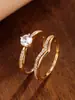 Anillo creativo para parejas, el más vendido, conjunto de anillos, venta directa de fábrica, circón fresco, anillo de boda, joyería de mano transfronteriza