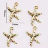 Série Oceano Liga Pingente Concha Concha Estrela do Mar Dourado DIY Traje Cocar Pulseira Colar Pingente