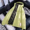 Jaqueta externa três em um para homens e mulheres, conjunto de duas peças destacável de plumas e fleece, roupa de trabalho quente para outono e inverno