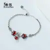 Pulseira feminina Garnet Fox s925 prata esterlina estilo étnico retrô faça truque antigo pulseira flor de pêssego Fox atacado