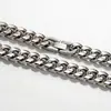 Amazon europeo y americano acero inoxidable 6-12MM acero de titanio cadena cubana de moda hip-hop collar cifrado pulsera de hombre venta al por mayor