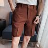 Waffe Shorts para Hombre Verano 2023 Nueva Llegada Pantalones Color Sólido Delgados Casuales Estilo Británico Pantalones Cortos de Traje para Hombre