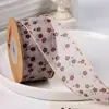 Cinta de sarga con estampado floral de ciruelo pequeño de gasa para empaque de regalos florales DIY, accesorios para ropa, zapatos, sombreros de flores, cinturón con patrón