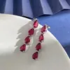 Exquisitas Diamantes de Colores Brillantes, Diamantes en Forma de Gota, Diamantes de Doble Fila por un Lado, Collar con Borla en Forma de Y, Pulsera, Aretes, Juego de Anillos