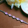 Pulsera de Moda Nueva con Incrustaciones de Calcedonia Rosa Hielo Chapada en Plata al por Mayor Ágata Blanca Versátil Pulsera de Jade Joyería Regalo
