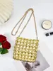 Exclusivo transfronteiriço: Bolsa de corrente com disco de metal dourado estilo europeu e americano, bolsa transversal para festa noturna com lantejoulas retrô disco