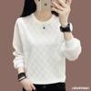 Suéter Nuevo de Manga Larga para Primavera y Otoño Talla Grande Suéter con Costuras de Encaje de Gasa Base Ropa Exterior Holgada Delgada Cuello Redondo Bajo