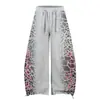 Magic Bear 2026 Outono Novo Calça Casual Estampa de Leopardo Retrô Americana Calça Jogger Ampla Solta com Cordão Calça Curva Unissex