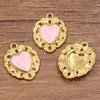 6 Cores 20X26mm Aço Inoxidável Galvanizado a Vácuo Ouro Esmalte Pingente de Gotejamento de Óleo Pingente de Coração Vazado Pingente