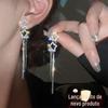 925 Agulha de prata Micro Star Tassel Brincos para mulheres 2024 Nova moda high-end nicho design brincos longos