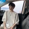 Guofeng Novo Estilo Chinês Guindaste de Bambu Padrão Curto-camisa de manga curta