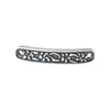 Plata maciza pura s925 pulsera media rígida vintage desgastada estilo chino con grabado accesorio de pulsera de tubo curvo accesorio para joyería de plata DIY