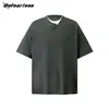 Befearless Retro Americano Salona Camiseta de Manga Corta Falsa de Dos Piezas para Hombres y Mujeres Marca de Moda Suelta Fresca de Secado Rápido
