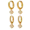 Brincos pingente de design nicho INS com zircônia 5A totalmente cravejados em diamantes, aço inoxidável banhado a ouro 18k, brincos de luxo leve de alta qualidade