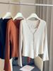 Cárdigan de punto con volantes, tipo dos piezas, para mujer, 25, Primavera y Otoño, Cuello en V, Corte ajustado, Nicho, Top dulce