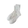 Calcetines largos con estampado floral rosa, estilo mujer, calcetines de otoño temprano estilo coreano hasta la mitad de la pantorrilla, con ribete dulce de encaje, estampado de lunares, sin costuras, resistentes al olor y con diseño de volantes