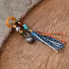 Colgante para Funda de Teléfono Original Estilo Xizang Pequeño Colgante Lateral Jade Rojo Turquesa Hueso de Buey Tassel de Plata Tibetana, Tejido Puro Hecho a Mano DIY