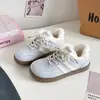 Sapatos Brancos Estilo Alemão Versão Coreana INS 2026 Com Pelúcia Calçados de Plataforma para Estudante Feminina Esportivos Corrida Casuais Estilo de Rua BE-8031M