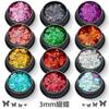 Pasta de uñas colorida láser polvo de brillo 3 mm polvo de brillo de mariposa manualidades diy maquillaje corporal Accesorios Venta al por mayor