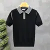 Camisa Polo Tricô Camiseta de Manga Curta Masculina Gola Polo com Linhas Tridimensionais Estilo Old Money Verão Fábrica Atacadista Transfronteiriça