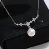 Acessórios DIY Prata de Lei S925 Pingente Minimalista de Pérola Base Conjunto de Colar Delicado com Corrente Integrada de Prata 7-12