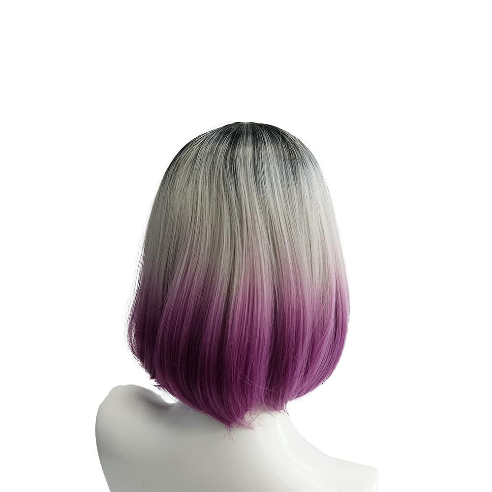 假发女波波头bobo头短发混色渐变假发头套彩色化纤