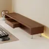 Prateleira com altura ajustável para monitor de computador de mesa com gavetas em camadas para armazenamento de livros, mouse e telefone