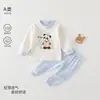 Ropa de Otoño Clase A para Bebé Conjunto de Pantalones de Otoño Bebé Algodón Puro Recién Nacido Sin Hueso Estampado de Dibujos Animados Ropa Interior de Capa Base para las Cuatro Estaciones