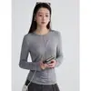 Camiseta de Manga Larga con Cuello Redondo de Gama Media GemingDesigned, Nueva para Otoño, Estilo Coreano para Viajar, Mujer S2081F